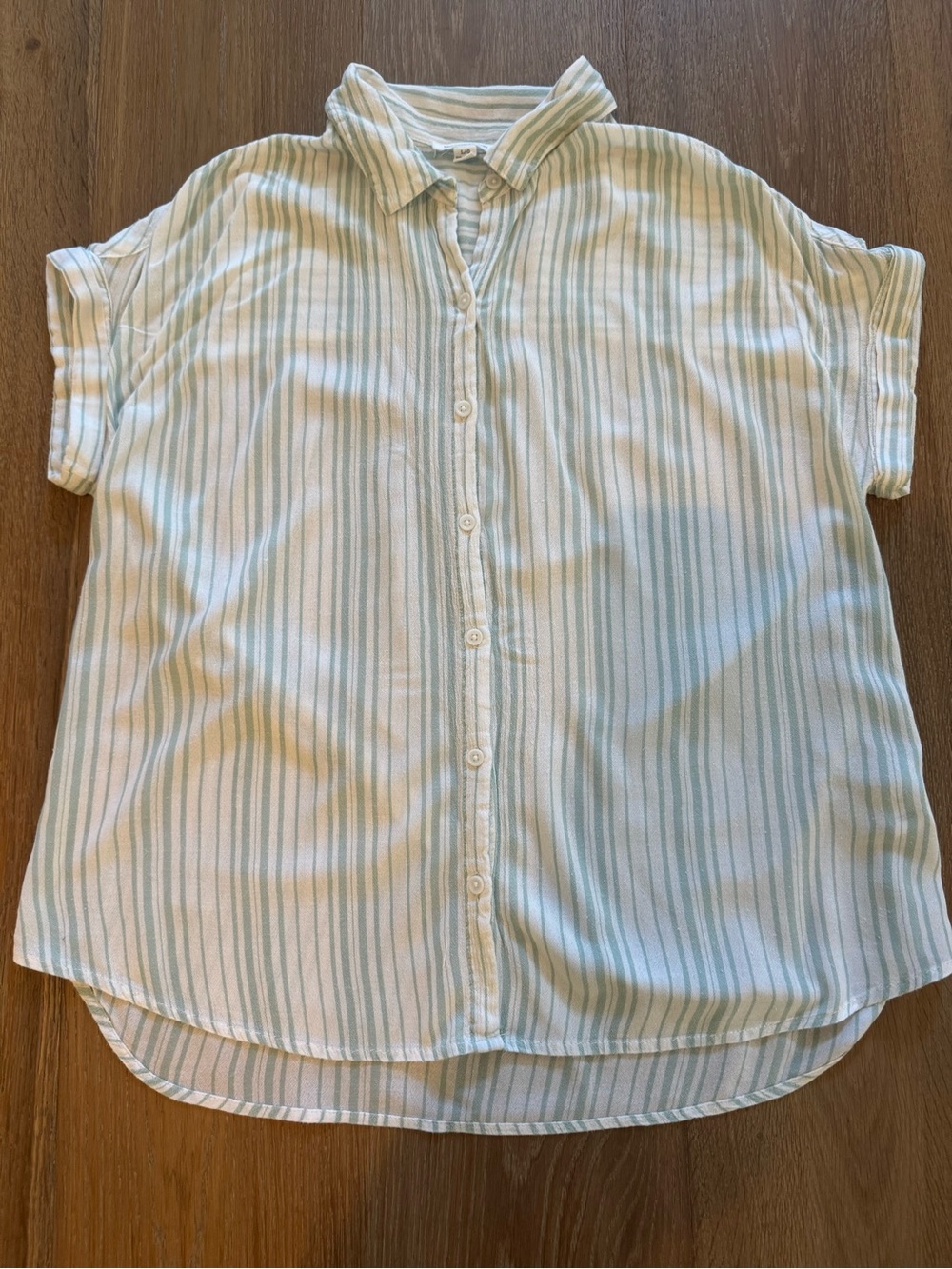 Beachlunchlounge green and white striped shirt, size L